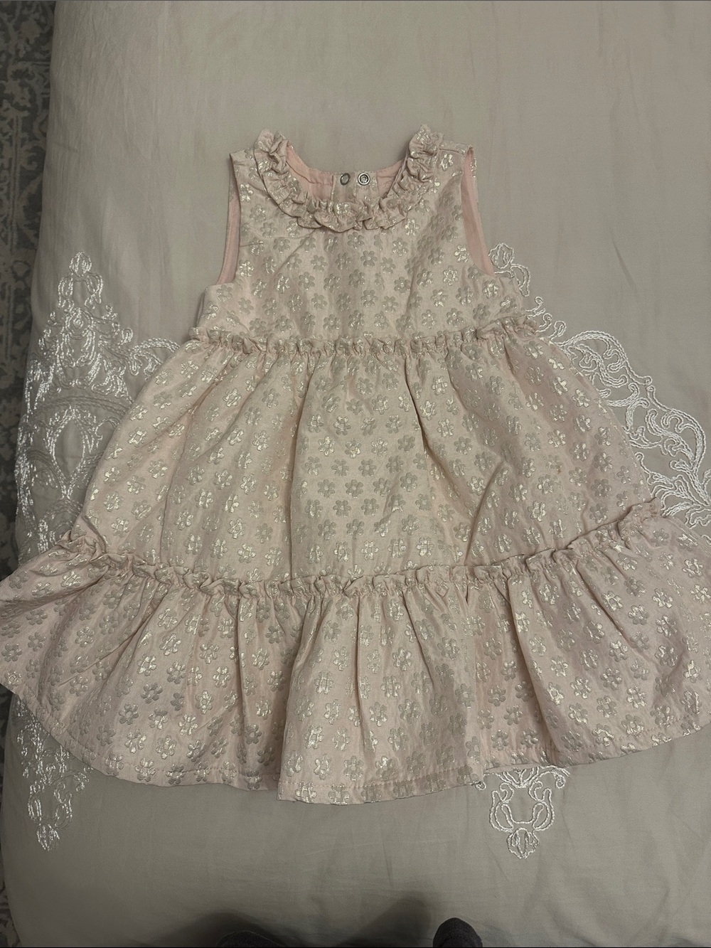 Rachel Zoe Pale Pink Floral Metallic Girls' Party Dress
